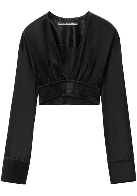 Top crop a maniche lunghe in nero Alexander Wang - donna